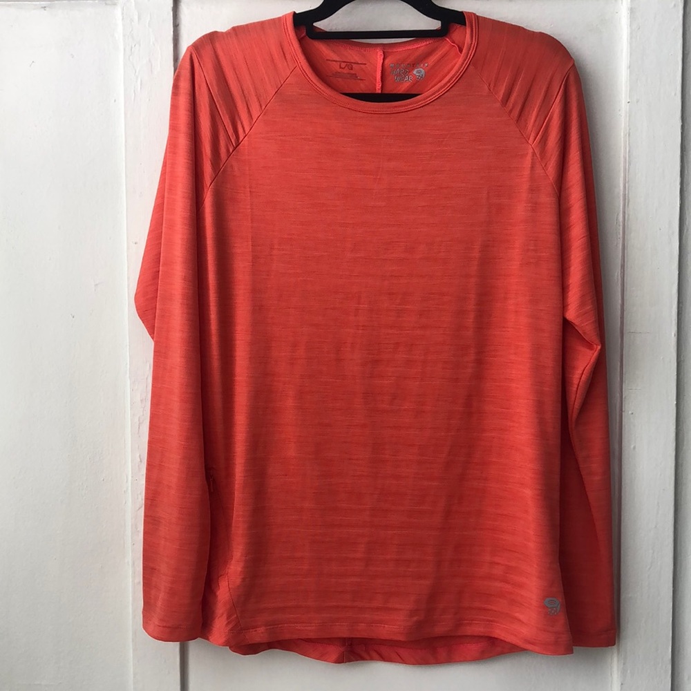 Mountain Hardware Orange Long Sleeve Athletic Shirt with Pocket Size Large